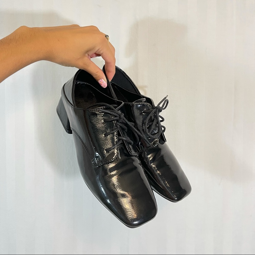 Forever 21 Black Shiny Square Toed Loafers